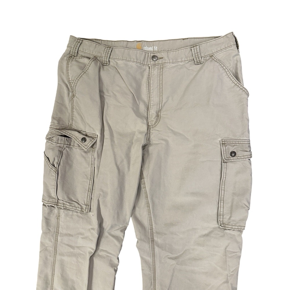 Carhartt Cargo Pants Mens‎ 40x34 Tan Relaxed Fit Canvas Work Trousers
